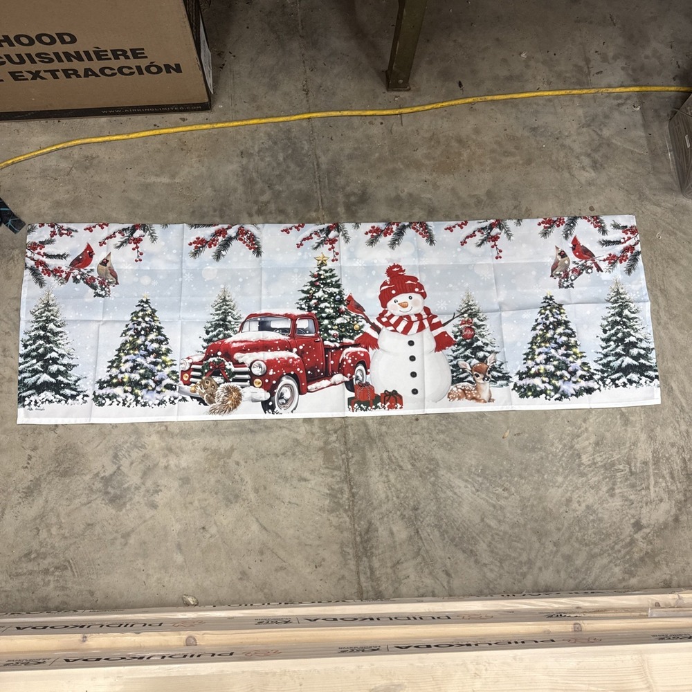 Christmas Snowman Banner Curtain 17"x53"
